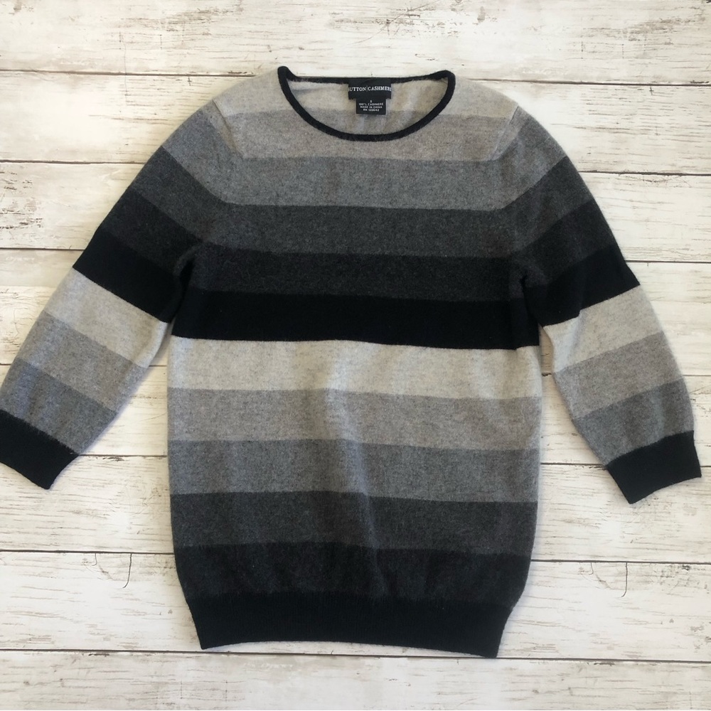 SUTTON|CASHMERE Women’s Multicolor Striped 3/4 Sleeve Sweater Size S